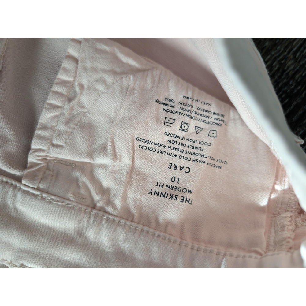 Ann Taylor Pants Womens‎ 10 Pink Chino Ankle Slim Twill Stretch Pockets Zip - Picture 3 of 7